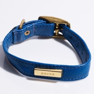 Leather Dog Collar by Hound Collection with Gold Bar Logo